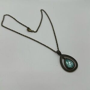 Brass chain sparking rhinestone pendant necklace